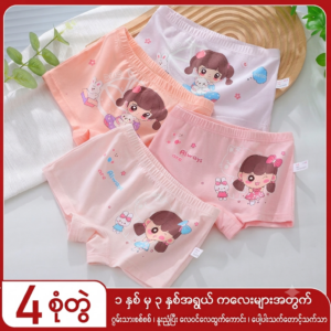 သမီးမိန်းကလေး1-3နှစ်အရွယ်ဝတ် ဂွမ်းသား အတွင်းခံဘောင်းဘီ (၄ ထည်ပါ ၁ ထုပ်)